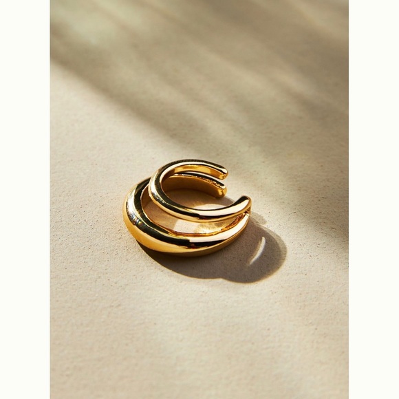 Anthropologie 14 k gold plated layered singing ear cuff